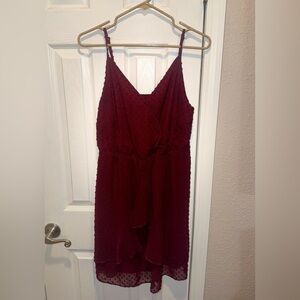 Elegant Burgundy Spaghetti Strap Dress
